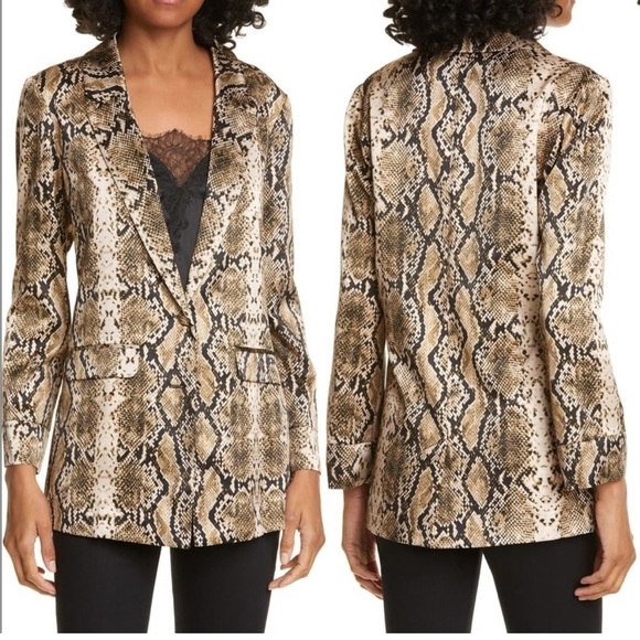 Cami NYC Owen Jacket Blazer Snake Print Silk Size Small S - Picture 2 of 8